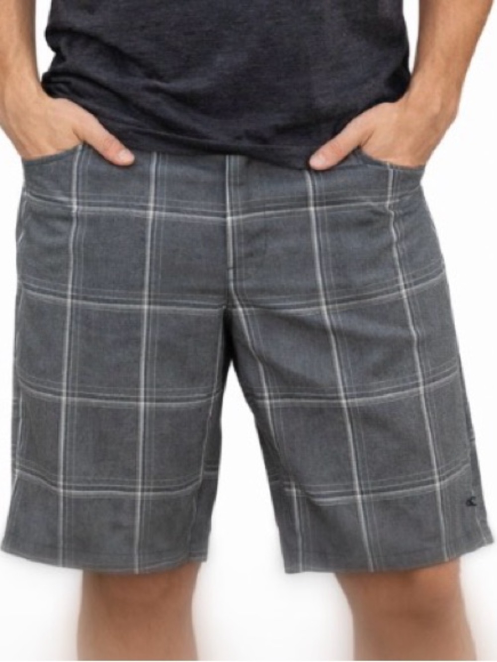 O'Neill Men's golf shorts Polyester gray plaid SZ 36"